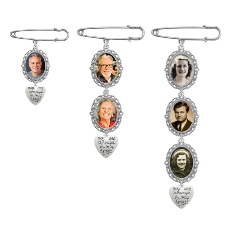 Wedding Bouquet Photo Charm – Oval Picture Frame Pendant Brooch for Bridal Bouquets & Memorial Keepsakes