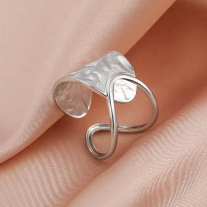 Bague Skyrim en acier inoxydable cœur géométrique pour femme, réglable, ouverte, pour fête, esthétique
