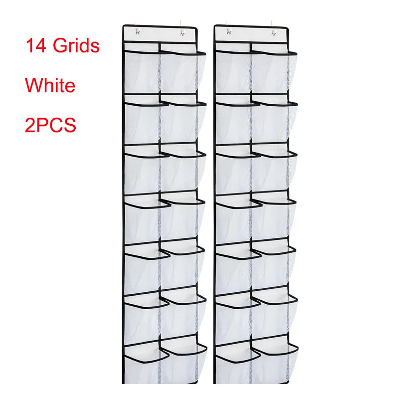 Over-the-Door Shoe Organizer - 12, 14 or 24 Pocket Hanging Shoe Storage with Large Mesh Pockets & 4 Hooks