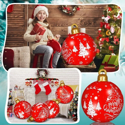 32-Inch Giant PVC Inflatable Christmas Ball Ornament – Large Outdoor Xmas Blow-Up Decoration for Christmas Parties, Yard & Holiday Decor
