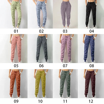 Pantalon de jogging femme à séchage rapide, cordon de serrage, athlétique, pour la salle de sport et le fitness, avec deux poches latérales