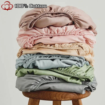 Sábana Bajera Ajustable 100% Algodón – Funda de Colchón Suave y Transpirable con Bolsillos Elásticos Profundos