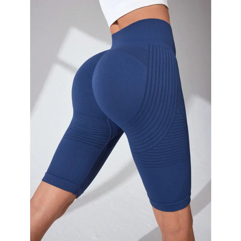 Women’s High Waist Seamless Slim Yoga Shorts Stretchy Push Up Butt Lifting Knitted Workout Running