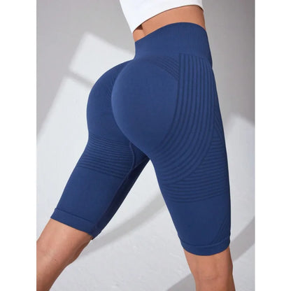 Women’s High Waist Seamless Slim Yoga Shorts Stretchy Push Up Butt Lifting Knitted Workout Running