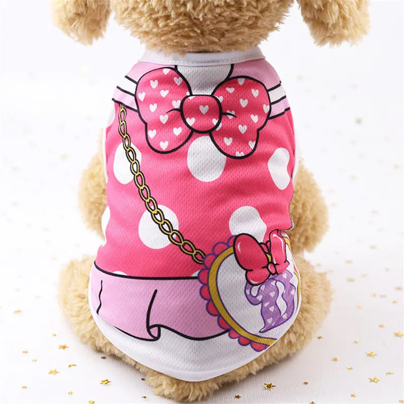 Cute Cartoon Dog Vest – Soft Lightweight Summer T-Shirt for Small Dogs & Puppies, Casual Pet Clothing