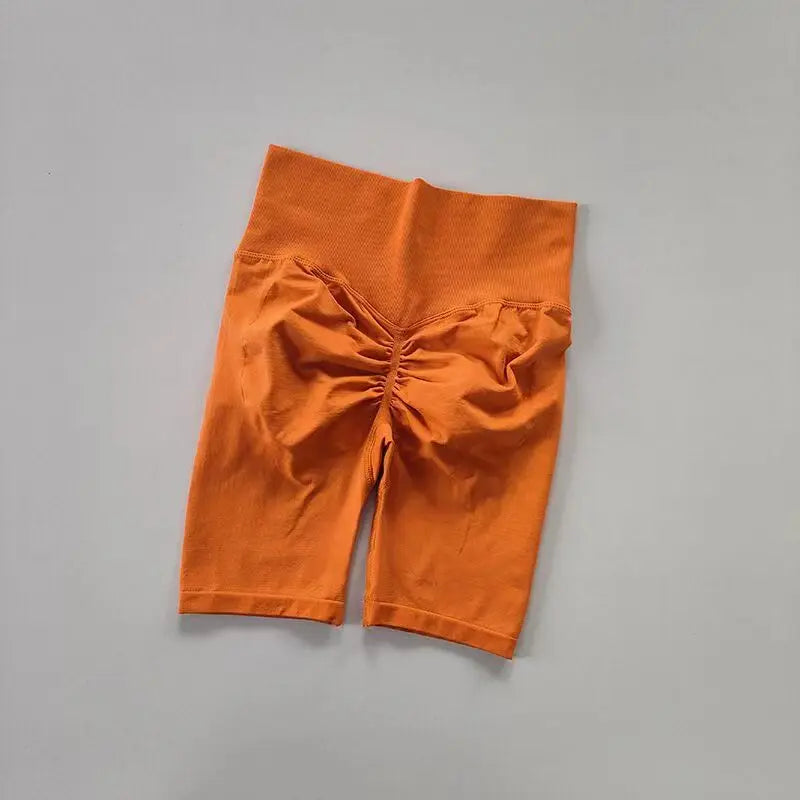 Pantalones cortos de yoga de cintura alta para mujer – Pantalones cortos deportivos fruncidos para realce de glúteos, para correr, gimnasio, fitness y control de abdomen