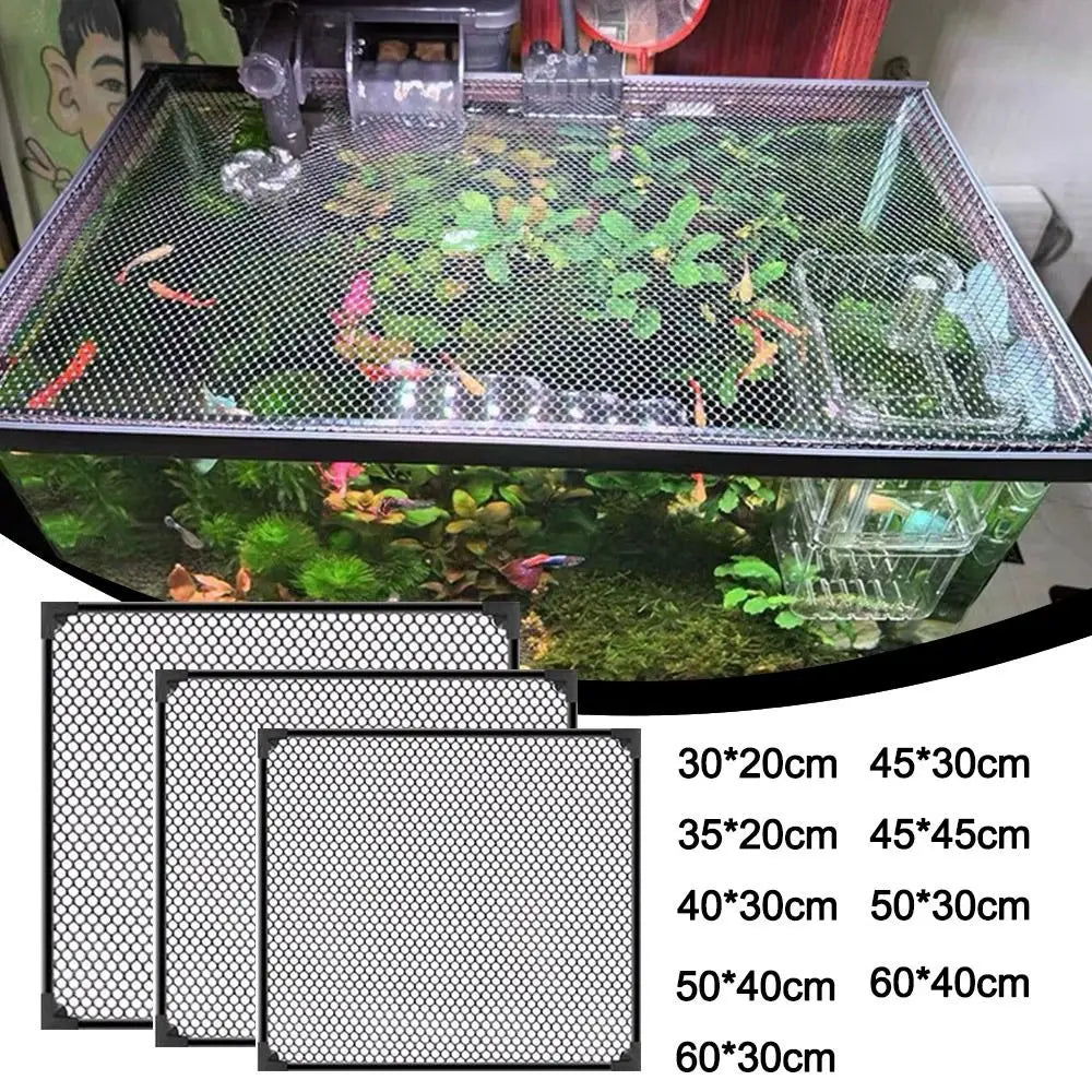Magnetic Fish Tank Lid Cover – Sturdy DIY Mesh Aquarium Cover with Easy Installation for Fish & Turtle Tanks, Protective Net Lid