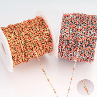 1M Stainless Steel Enamel Bead Chain – Colorful Dripping Oil DIY Chain for Necklaces, Bracelets & Jewelry Making
