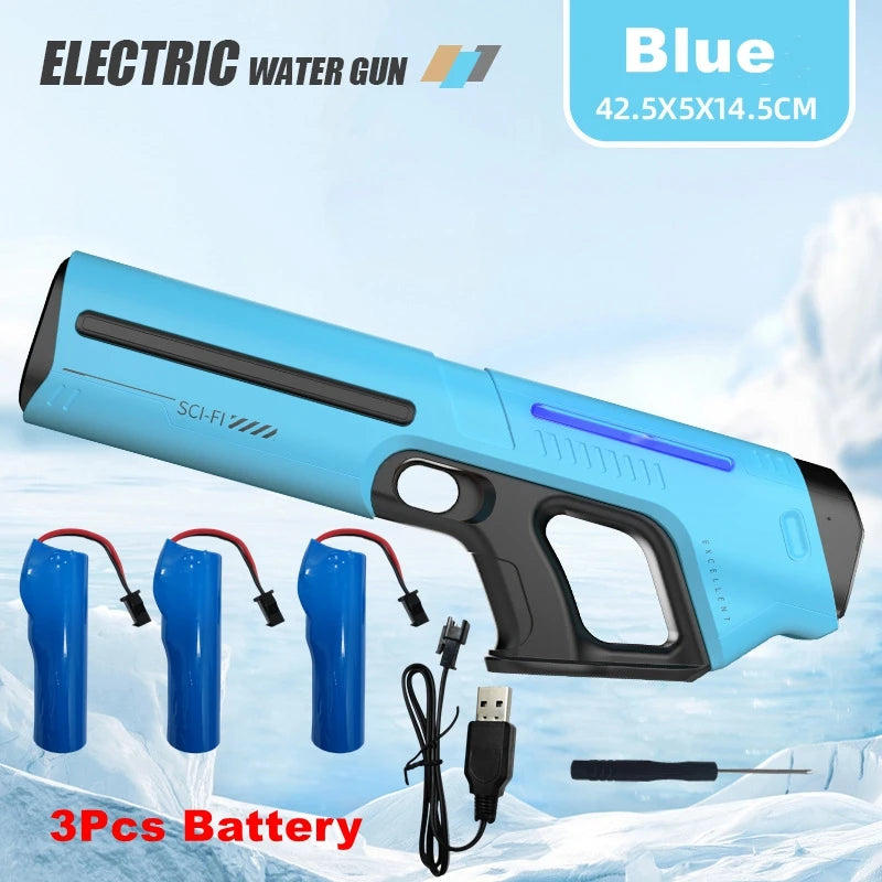Pistolet à Eau Électrique pour Adultes – Puissant Lanceur d'Eau Automatique avec Grand Réservoir d'Eau pour Piscine d'Été, Plage et Jeux Aquatiques Extérieurs