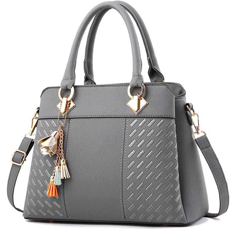 Gusure Luxury Women's Embroidered Tote Bag Large Capacity Shoulder Crossbody Handbag with Tassel