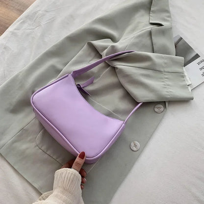 Bolso de hombro retro de piel sintética para mujer – Bolso de mano de moda con asa superior, monedero informal de color sólido para mujer