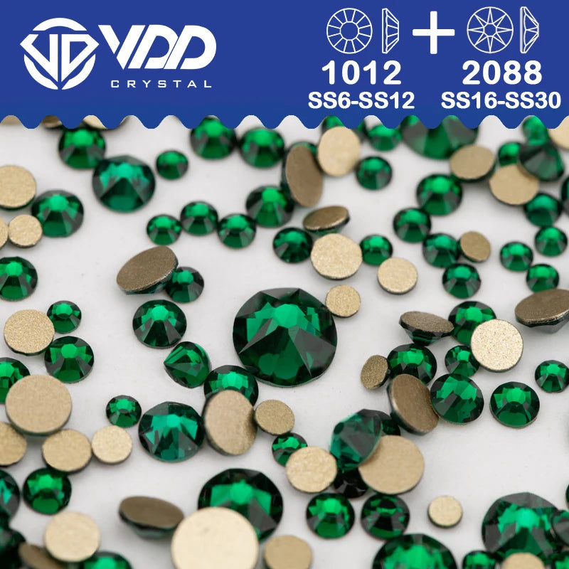 VDD Piedras Preciosas de Cristal Doradas de Fondo Plano – 2088 Cristales de Strass para Arte de Uñas, Manualidades y Decoraciones DIY