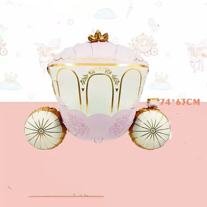 Globos de aluminio de castillo de princesa y calabaza – Decoraciones de fiesta de aluminio para cumpleaños y baby showers de niños