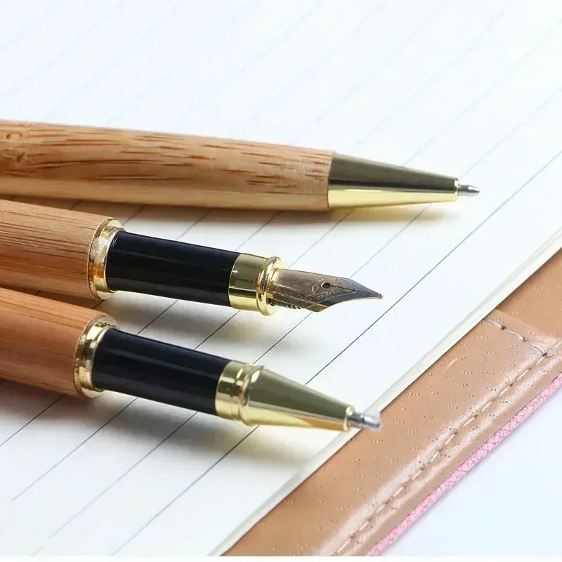 Custom Logo Bamboo Wooden Ballpoint Pen – Laser Engraved Personalized Signature Pen with Company Name, Business & Graduation Gift Box