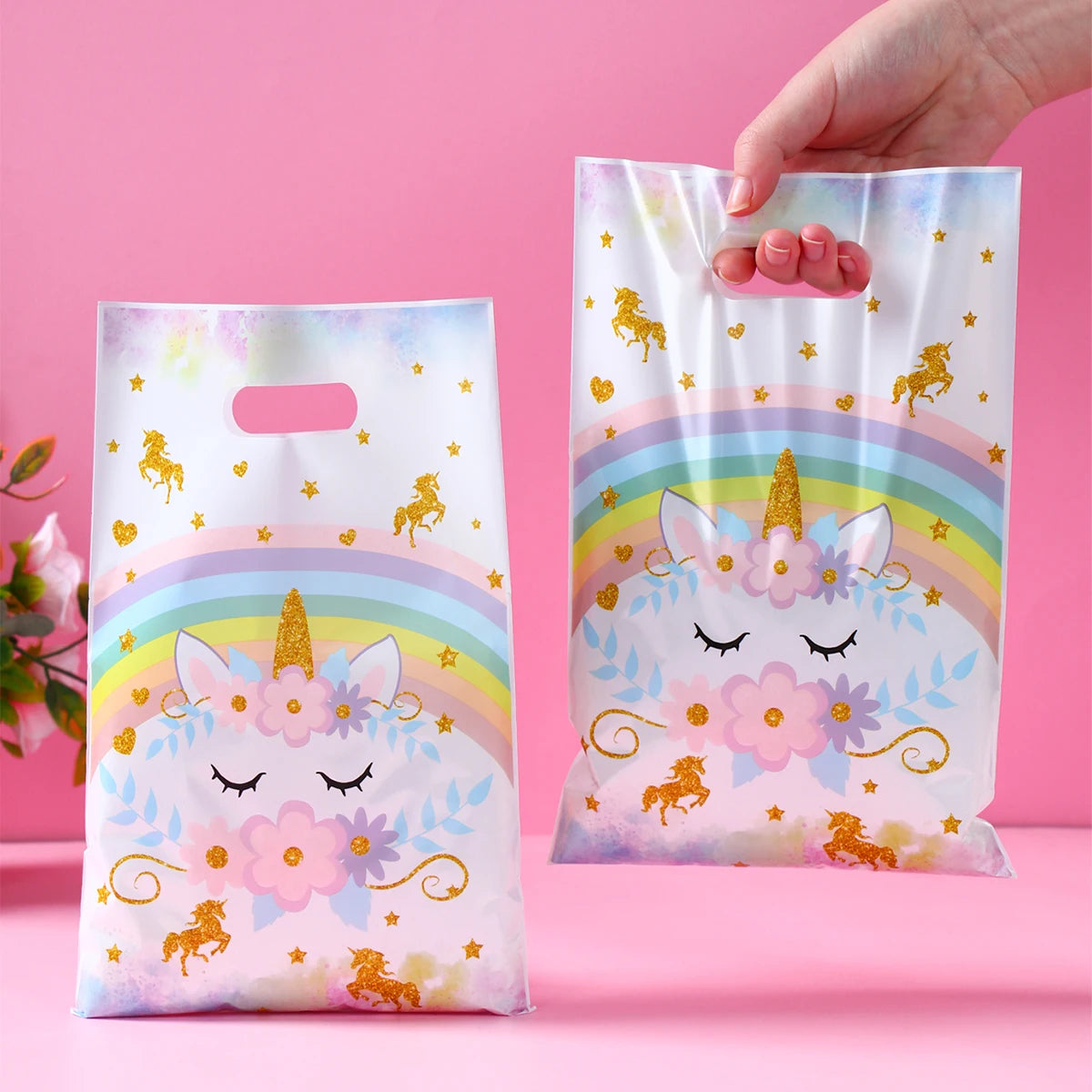 10/25/50 unidades Bolsas de Regalo de Unicornio para Dulces – Lindas Bolsas de Mano para Recuerdos de Fiesta, Decoraciones de Cumpleaños, Baby Showers, Regalos para Niños y Artículos de Celebración