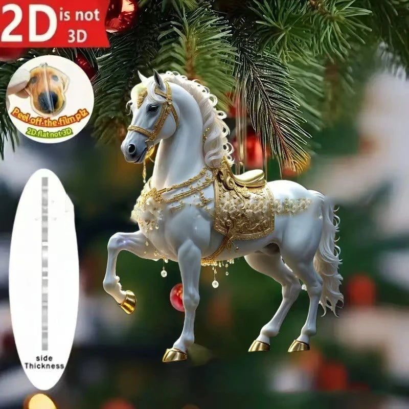 Cute Cat 2D Acrylic Christmas Pendant – Flat Hanging Ornament for Xmas Tree, Holiday Party & Festive Home Decor