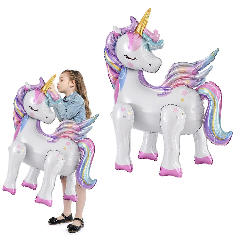 Large Standing Unicorn Foil Balloon – Kids' Unicorn Birthday Party Decoration, Cute Animal Balloon for Girls, Baby Shower & Party Favors