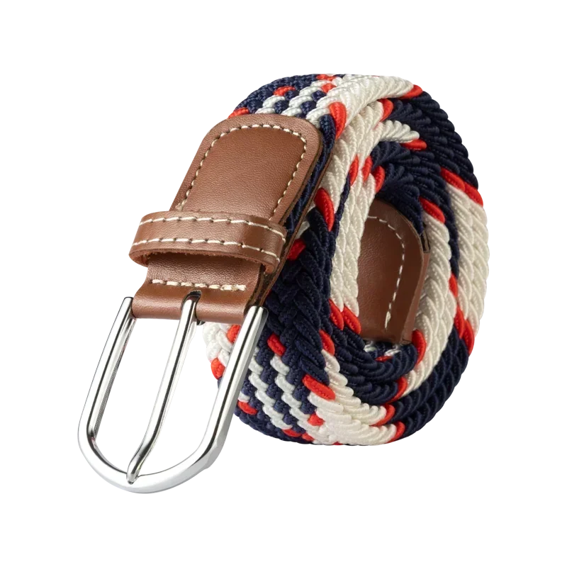 Ceinture élastique tressée unisexe en toile tissée, à boucle ardillon, pour jeans (107/120/130cm)
