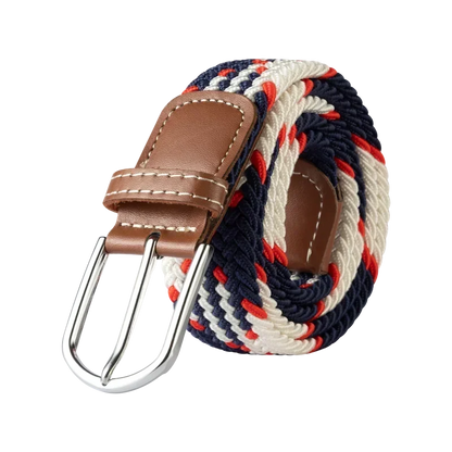 Ceinture élastique tressée unisexe en toile tissée, à boucle ardillon, pour jeans (107/120/130cm)