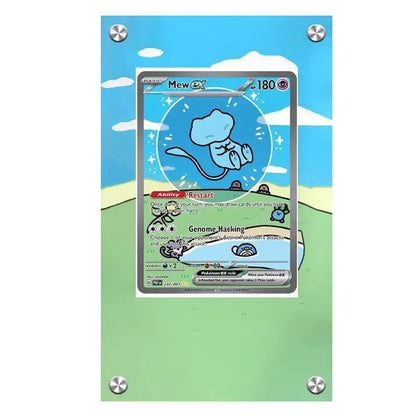 Présentoir en acrylique pour cartes Pokémon – Ronflex, Évoli, Mewtwo, Bulbizarre, Psykokwak et support de protection de style brique pour figurines