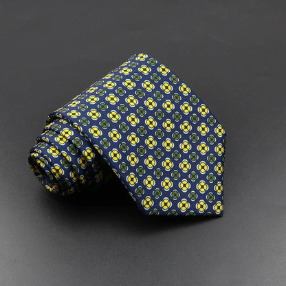 Men's 7.5cm Soft Silk Necktie – Floral & Dot Pattern Tie for Weddings, Business, Parties & Formal Wear