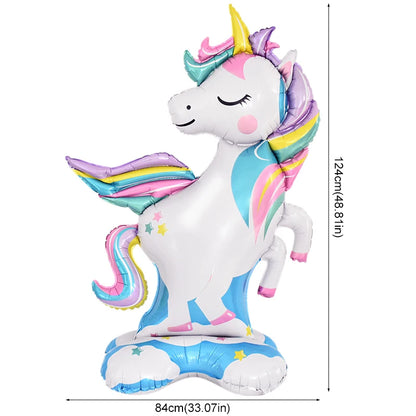 Large Standing Unicorn Foil Balloon – Kids' Unicorn Birthday Party Decoration, Cute Animal Balloon for Girls, Baby Shower & Party Favors