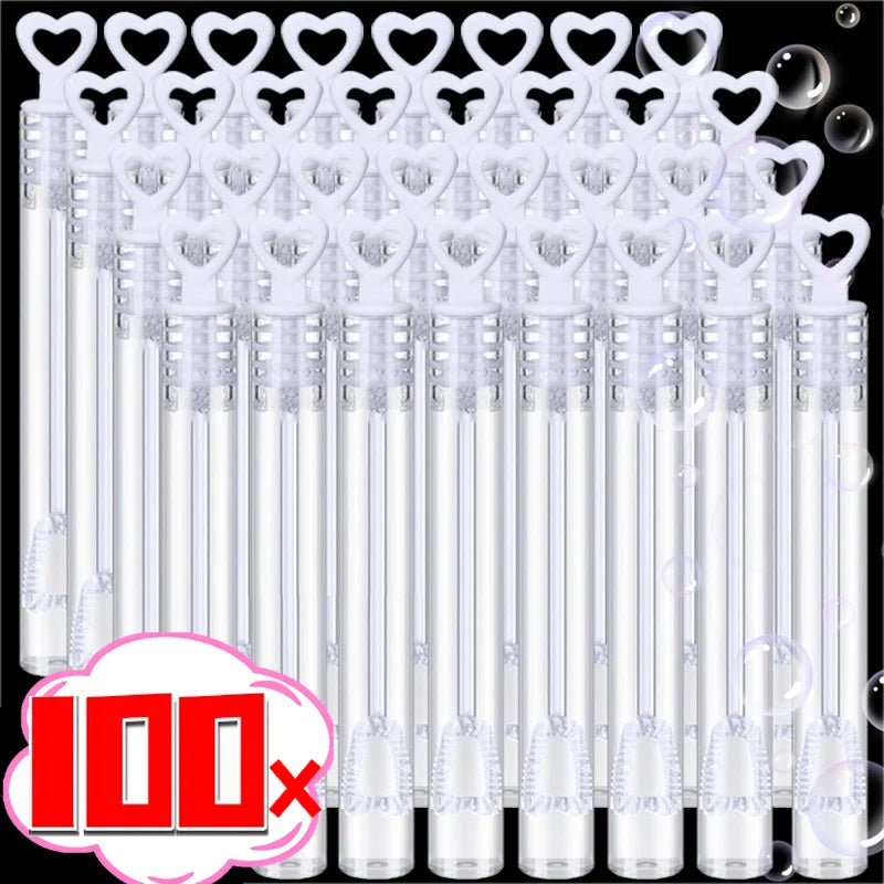 10/100PCS Heart Shape Bubble Soap Bottles – Mini Bubble Wands Wedding Favors for Guests | Birthday Party Decorations & Kids Toys