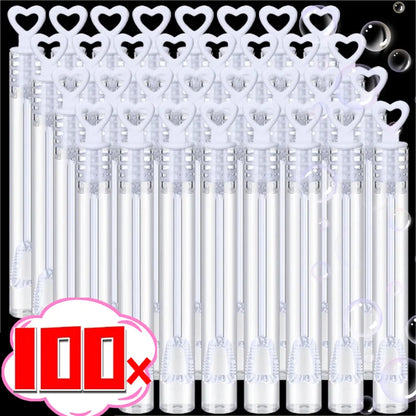 10/100PCS Heart Shape Bubble Soap Bottles – Mini Bubble Wands Wedding Favors for Guests | Birthday Party Decorations & Kids Toys