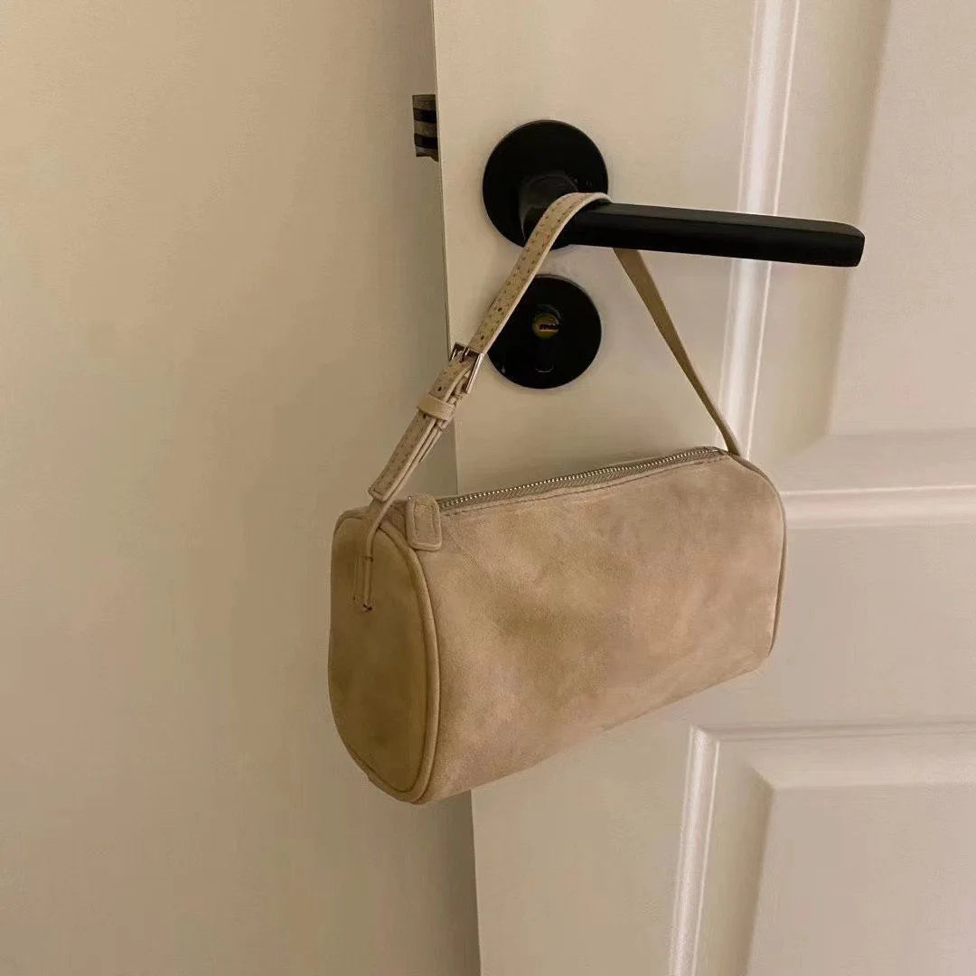 Bolso bandolera retro de cuero dividido de los 90 para mujer – Mini bolso de hombro de lujo 2026, bolso de moda de gamuza de piel de vaca suave con correa de un solo hombro para estilo casual y vintage