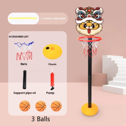Children’s Version Vertical Adjustable Lifting Basketball Rack – Outdoor & Indoor Sports Cartoon Rebound Parent-Child Interactive Toy