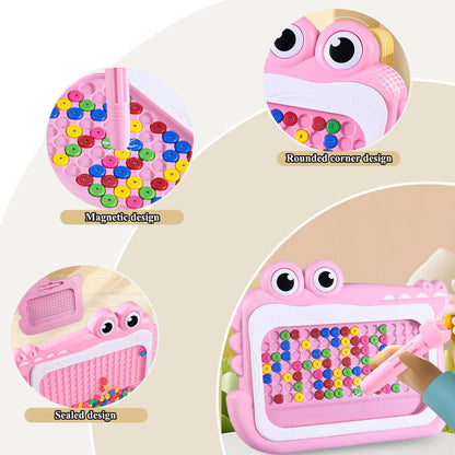 Pizarra magnética de cuentas para niños – Juguete educativo Montessori para garabatear con bolígrafo de rompecabezas, juego creativo de dibujo y aprendizaje para niños de 3 a 8 años, regalo STEM interactivo