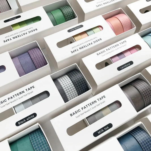 Set de 8 cintas washi de color puro – Cinta adhesiva decorativa de estilo básico para álbumes de recortes, diarios, papelería y manualidades