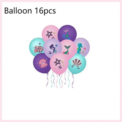 Mermaid Birthday Party Decorations Set – Balloons, Tableware, Tablecloth & Hanging Banner for Kids' Parties, Favors & Supplies Kit