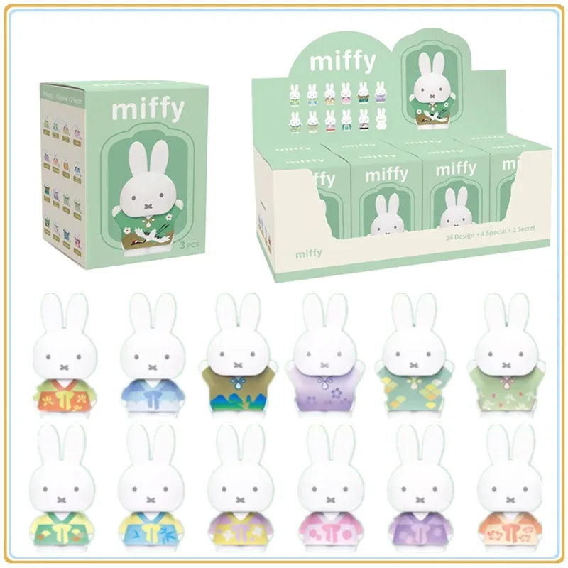 Caja Ciega Original de la Serie Miffy Estilo Antiguo – Minifiguras Lindas de Grano, Adornos Colgantes de Personajes de Anime, Juguetes y Regalos Coleccionables para Festivales