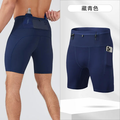 Men's Compression Running Shorts – Multi-Pocket Marathon, Gym & CrossFit Fitness Training Sports Shorts