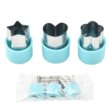 3PCS Star & Heart Shape Vegetable Cutters – Stainless Steel Fruit & Vegetable Cookie Cutters with Plastic Handles, Portable Kitchen Cutting Tools
