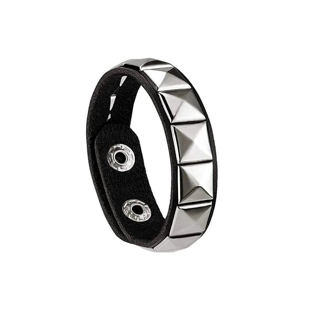 Pulsera de remaches de uñas estilo punk – Pulsera gótica con tachuelas de hip hop para hombres y mujeres | Regalo de joyería de moda rock para Navidad y el Día de San Valentín