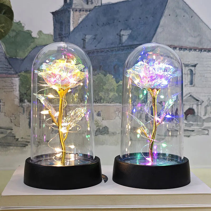 Eternal Rose LED Light in Glass Dome – Romantic Valentine’s Day Gift for Girlfriend | Forever Flower Decoration for Wedding, Mother’s Day & Bridesmaid Gifts