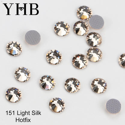 Pedrería Termoadhesiva Blanca Seda Mocca YHB – Cristales Premium de Espalda Plana para Zapatos, Bolsos, Ropa, Joyería y Manualidades DIY