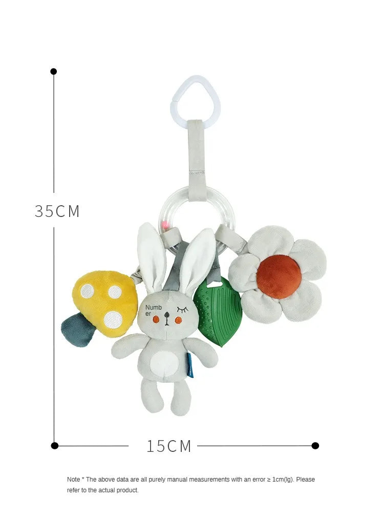 Peluche de actividades "Bebé Arcoíris" – Juguete sensorial colgante para cochecito para 0-12 meses, juguete móvil para asiento de coche y cuna, juguete de viaje suave y educativo para el desarrollo y juego del recién nacido.