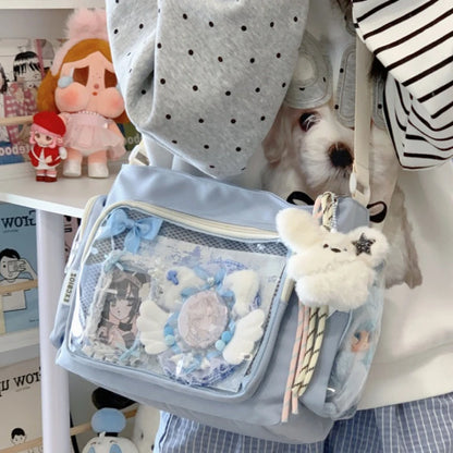 Bolso bandolera transparente de moda – Bolso de hombro Ita de gran capacidad para niñas, bolso mensajero de estilo escolar a la moda, bolso Kawaii versátil para uso diario y accesorios