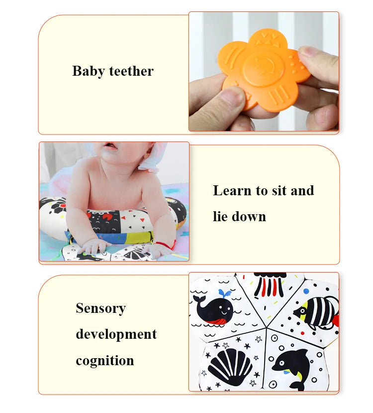 Coussin de Temps sur le Ventre pour Bébé et Jouet Sensoriel à Contraste Élevé – Coussin de Soutien Réversible Noir et Blanc pour Nouveau-né pour le Redressement de la Tête et le Développement Précoce