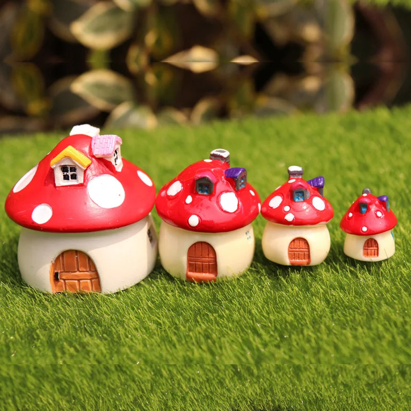 Adornos de hongos para jardín de hadas – Estatuillas de hongos en miniatura en 4 tamaños para macetas, escenas de casas de muñecas, decoración de jardín y manualidades