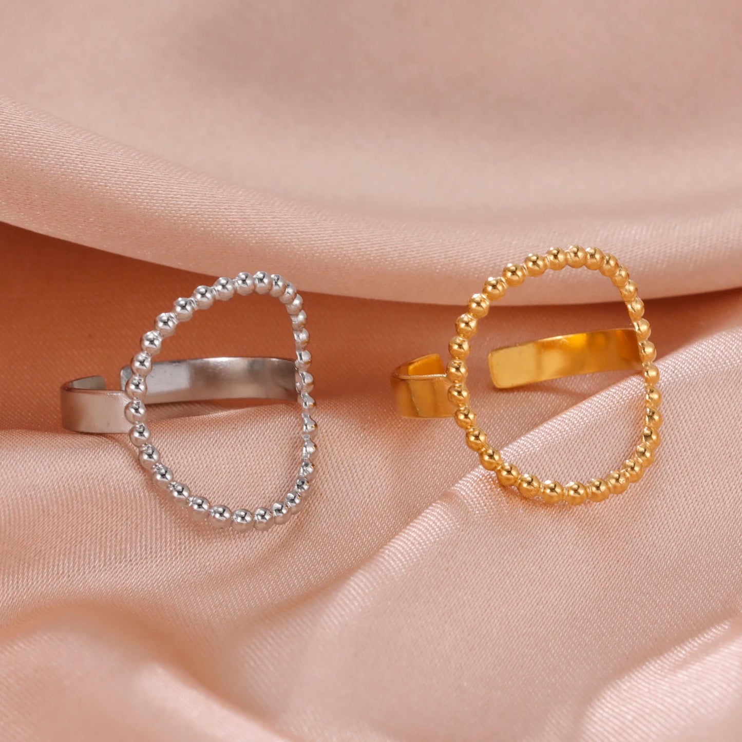Bague Skyrim en acier inoxydable cœur géométrique pour femme, réglable, ouverte, pour fête, esthétique