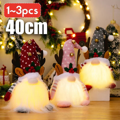 1–3PCS Christmas Gnome Reindeer Decorations 2026 – LED Glowing Gnome Doll Night Light for Xmas Tree, Home Decor, Gifts & New Year 2027