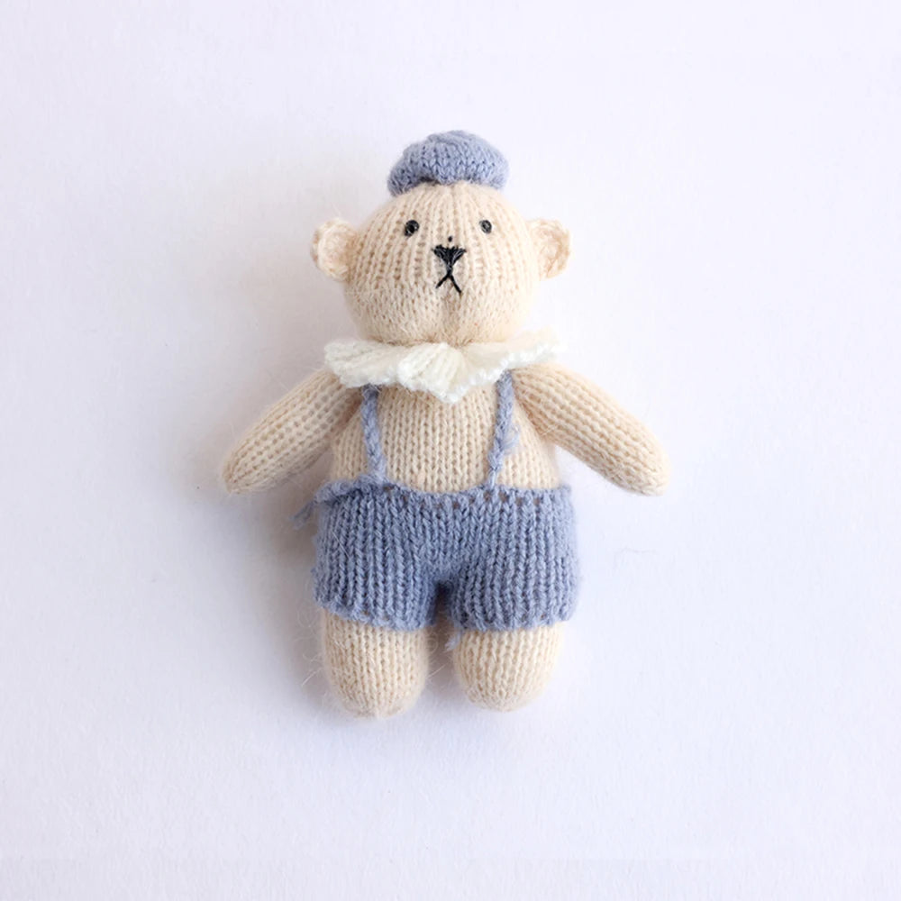 Accessoire Photo Ours en Peluche Tricoté Fait Main – Adorable Poupée Animal en Mohair au Crochet pour Séances Photo de Nouveaux-Nés & Stylisme Studio