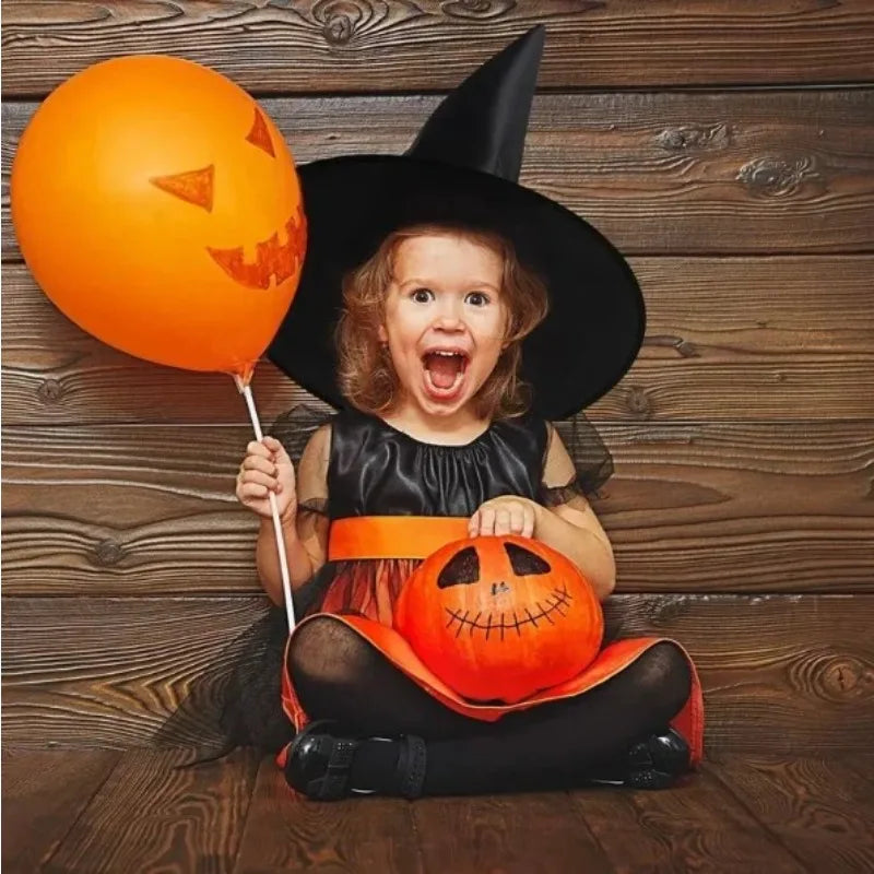 Halloween Witch Hat – Black & White Wizard Cap for Kids, Cosplay Party Costume Accessory, Home Hanging Decoration & Festival Favor