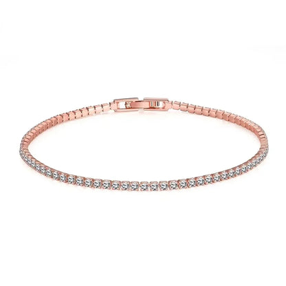 Pulsera de tenis de plata de ley 925 – Pulsera de cristal de circonita de 2,5 mm, ajustable de 16 a 19 cm, joyería para aniversario y regalo