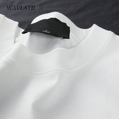 WAVLATII T-shirt unisexe oversize marron, décontracté d'été, streetwear coréen, haut basique uni pour femmes et hommes.