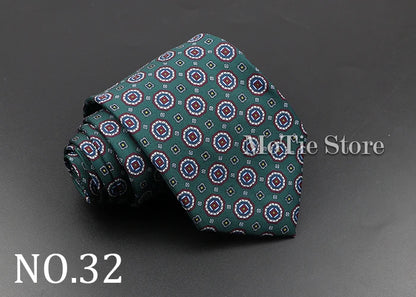 Men's 7.5cm Soft Silk Necktie – Floral & Dot Pattern Tie for Weddings, Business, Parties & Formal Wear